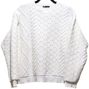 Zara Woman's White Cable Knit Sweater S‎